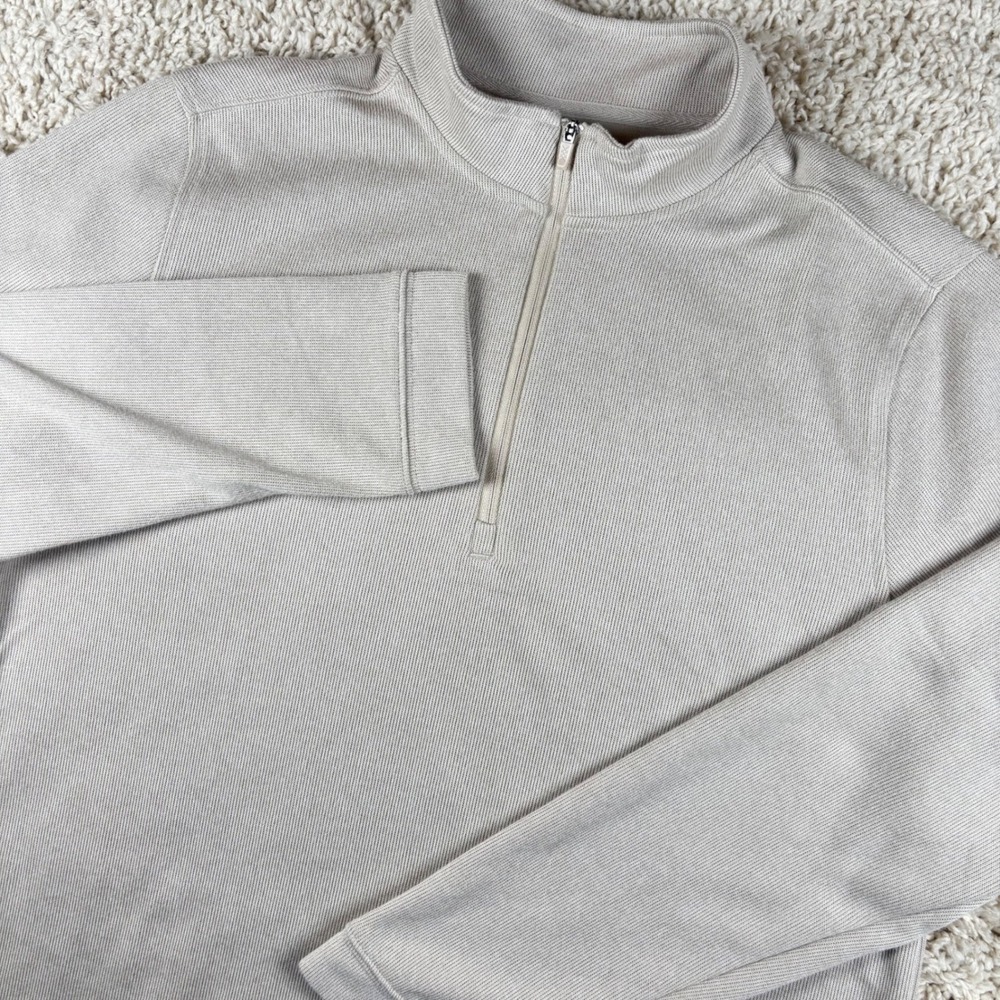 Rhone Mens Commuter Quarter Zip Pullover Medium Beige Ribbed Performance 100474